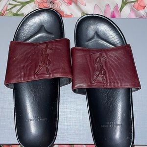 YSL burgundy slides